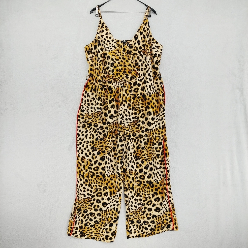 Toxik 3 Leopard Print Sleeveless Wide Leg Jumpsuit P6314